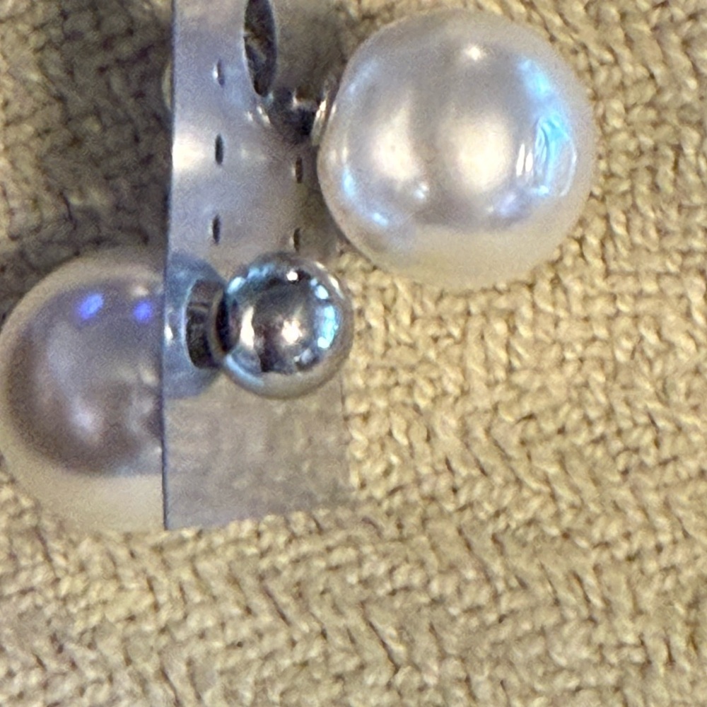 Vintage Twist-Post Silver and Pearl Earrings